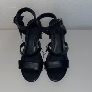 Forever 21 Black Double Strap Short Heels/Sandals